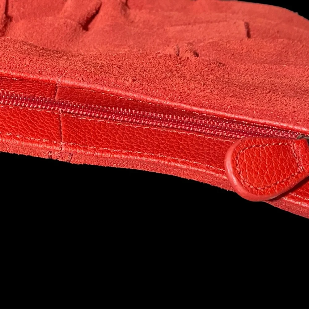 NWT Coldwater Creek RED Y2K‎ Suede Purse with Ruffles Shoulder Bag